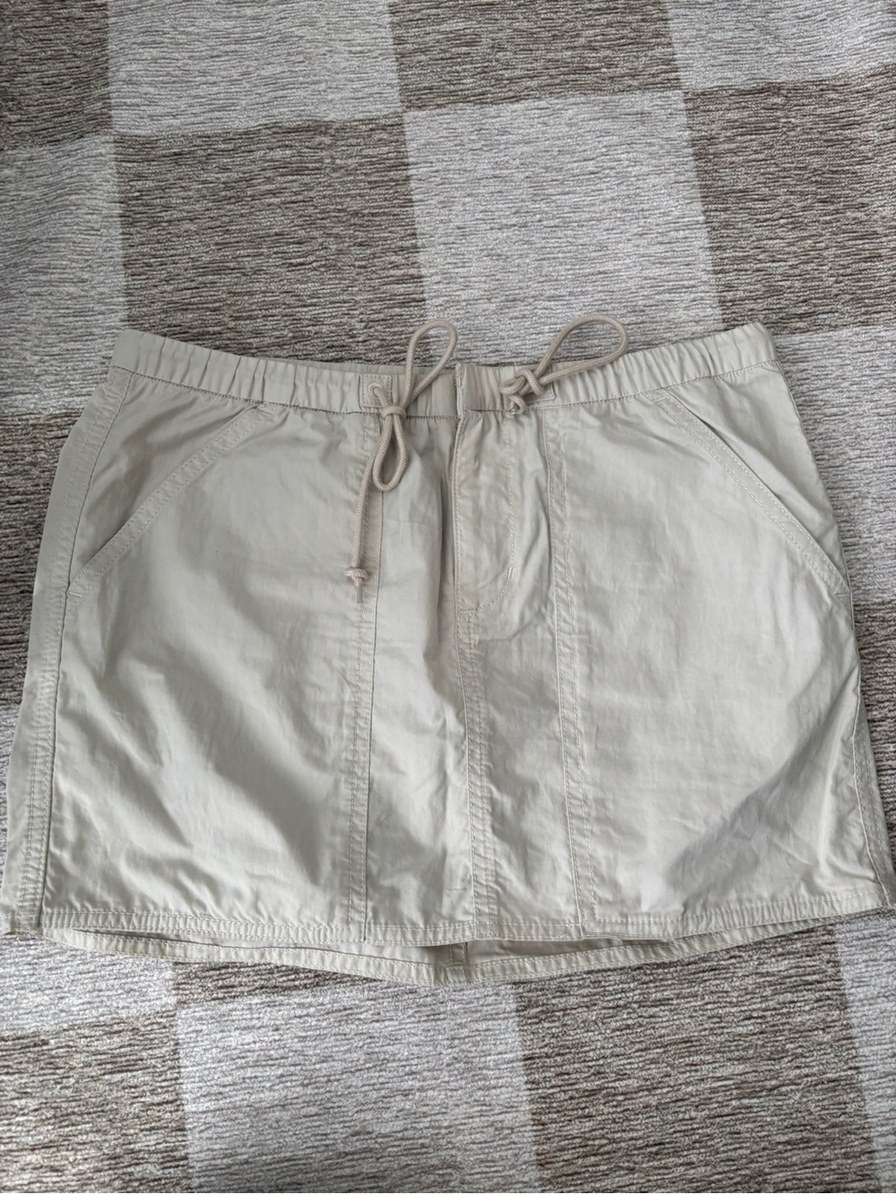TNA Light Beige Drawstring Mini Skirt